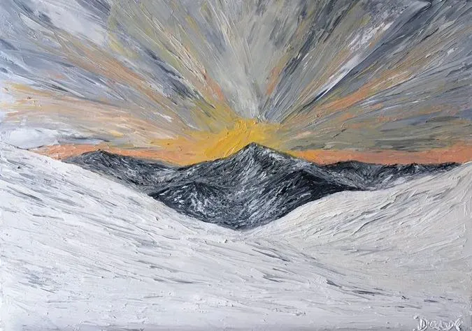 Oil painting — Sunrise from the Cairngorm Plateau.