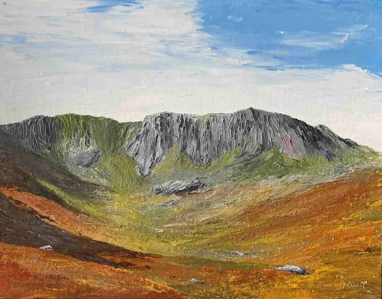 Oil painting — The Crimson Slabs, Coire Etchachan.