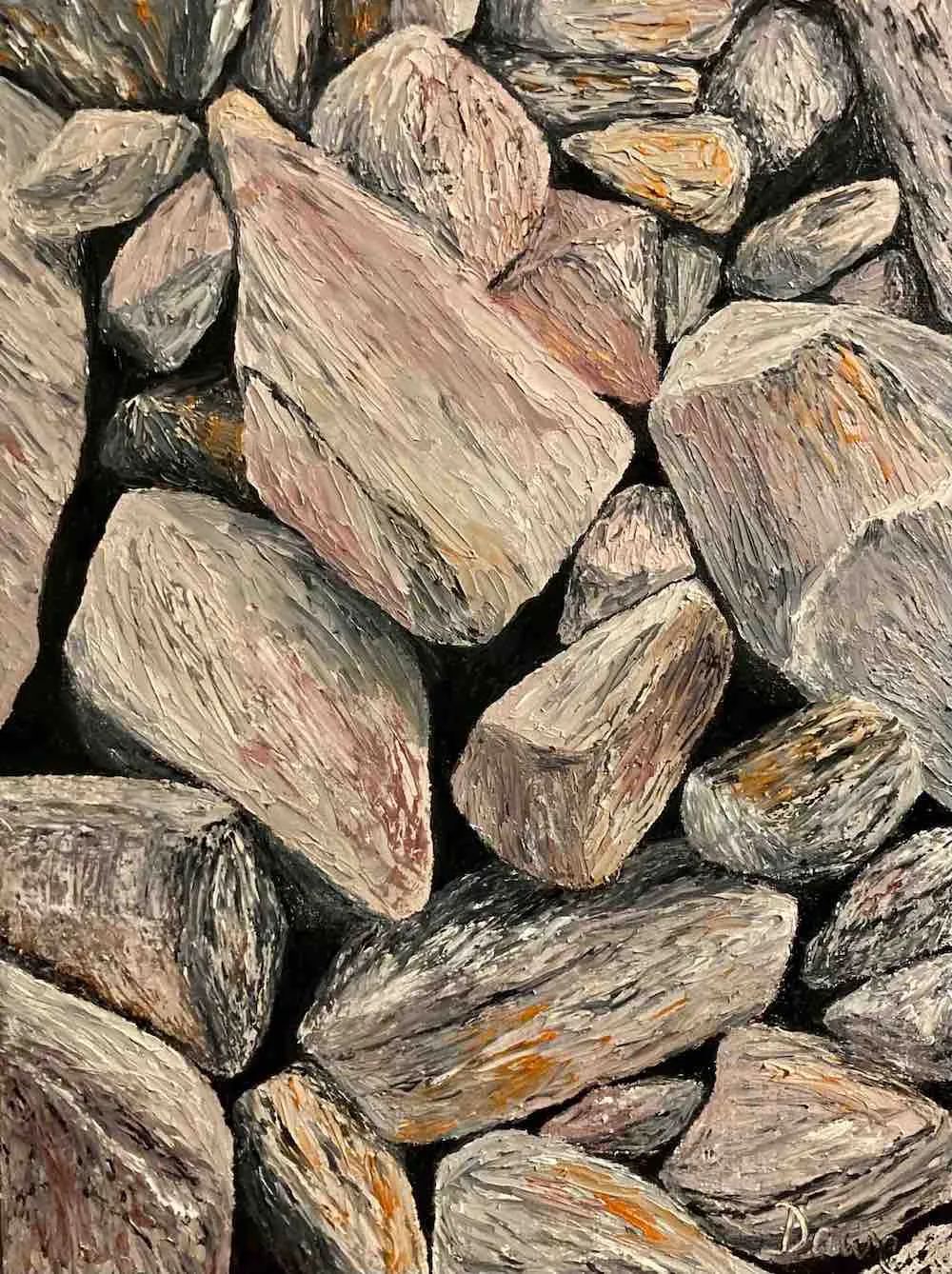 Oil painting — Scree near Derry Cairngorm.