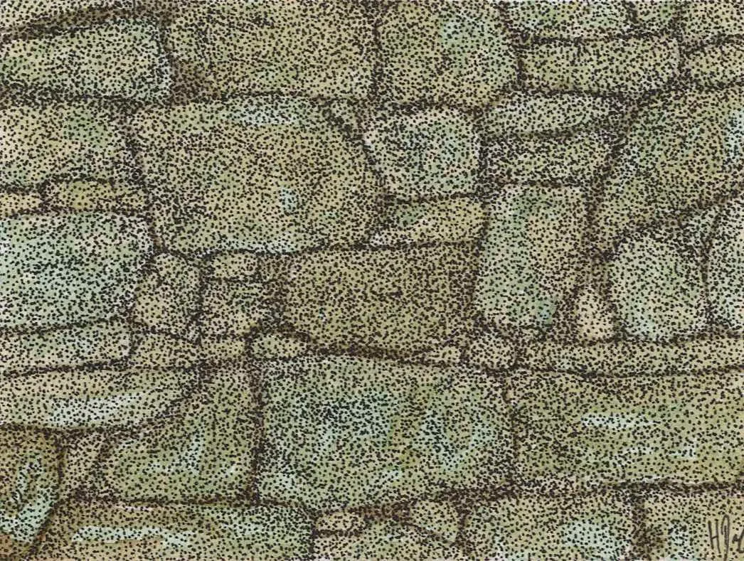 Watercolour painting — Dry-stone wall on the Chevin.