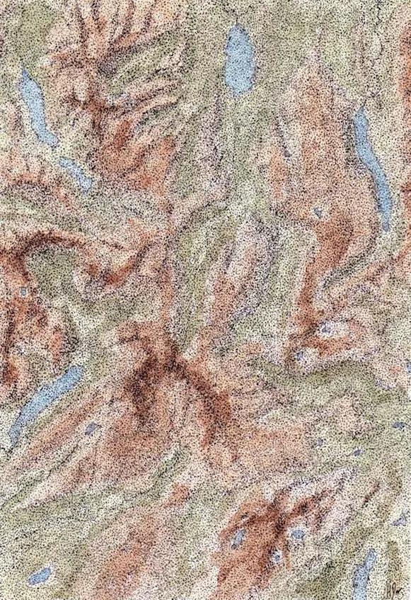 Map painting — Lake District — central and south-western fells.