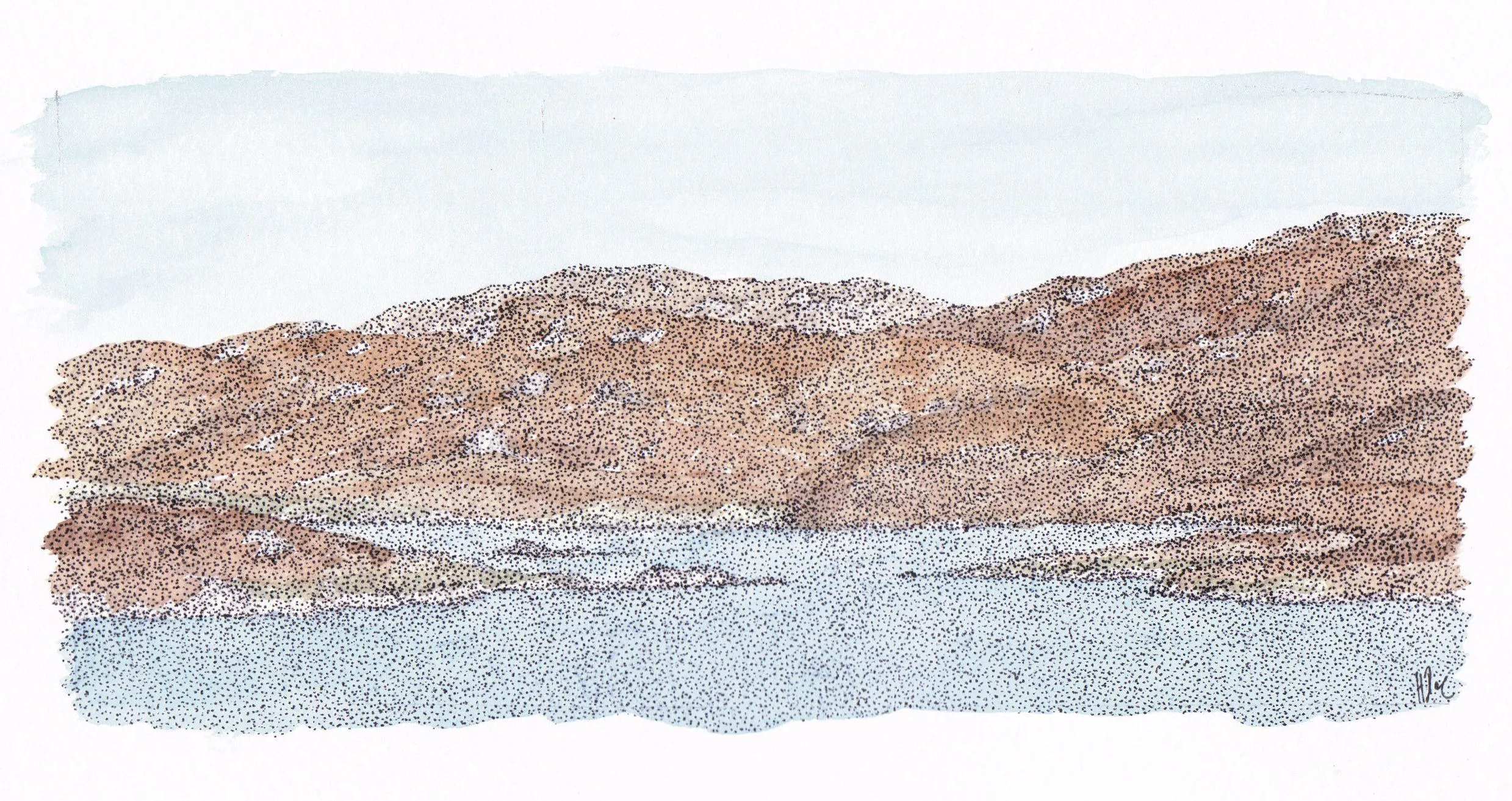 Watercolour painting — Loch Eynort, South Uist.