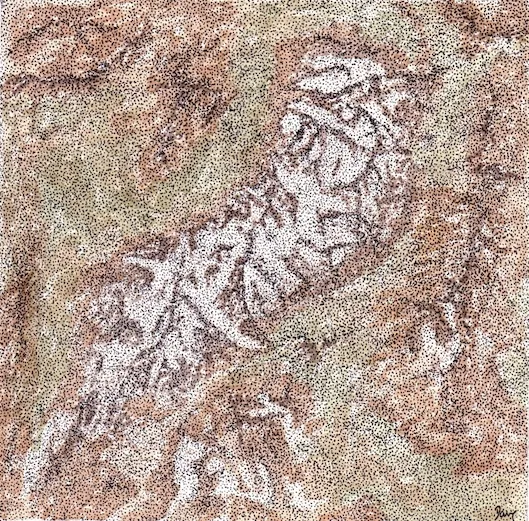 Map painting — Mont Blanc massif.