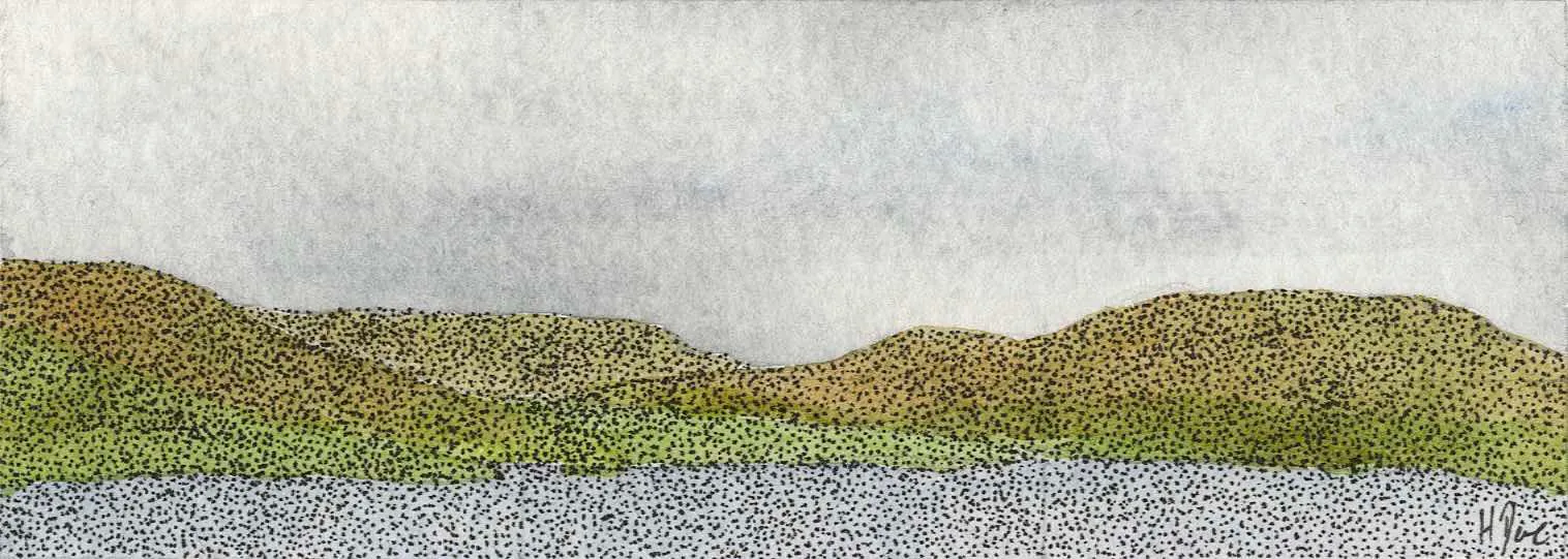 Watercolour painting — Nidderdale from Scar House Dam.