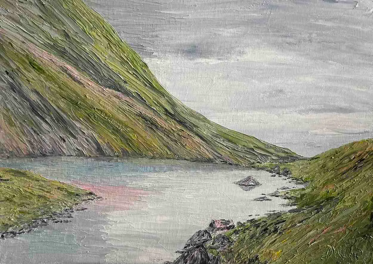 Oil painting — At one of the Pools of Dee.