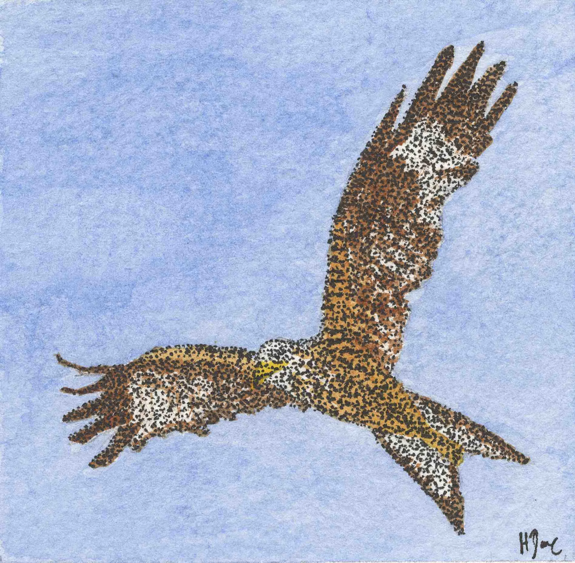 Illustration painting — Red Kite above Harewood.