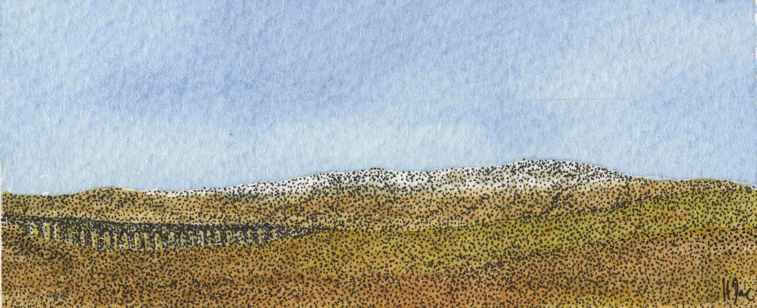 Watercolour painting — Ribblehead and Whernside in midwinter.