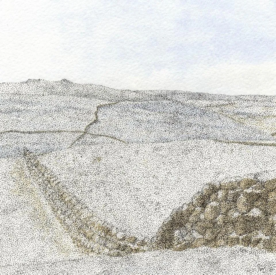 Watercolour painting — Simon's Seat in snow.