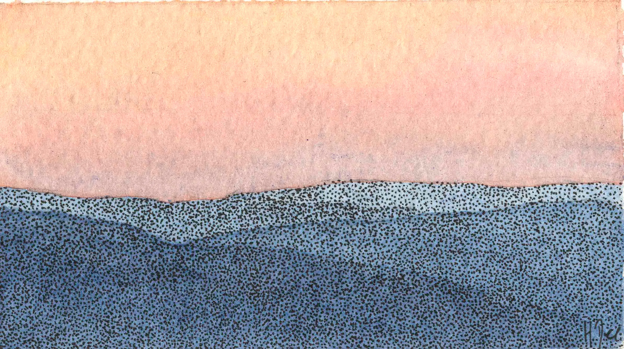 Watercolour painting — Sunset up the valley.