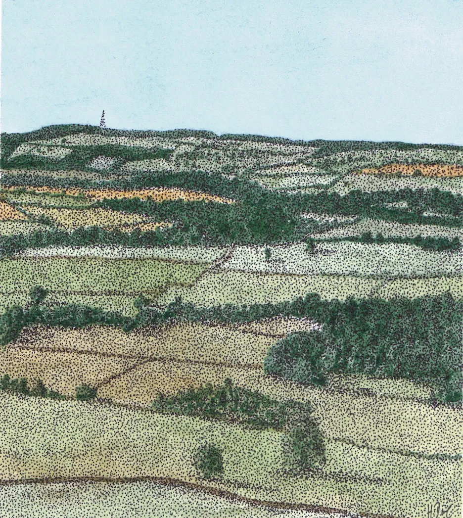 Watercolour painting — Wharfedale from the Bar House.